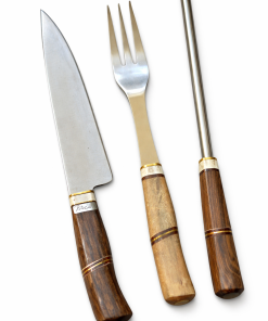 KIT PARRILLERO MADERA HOJA 20CM