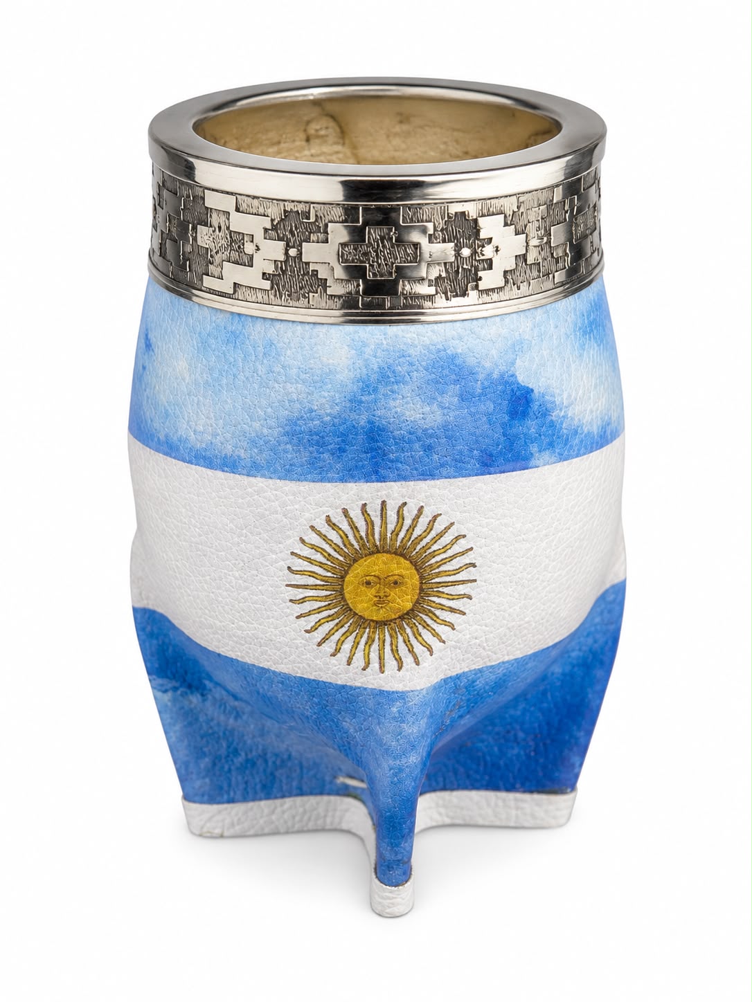 MATE IMPERIAL DE CUERO CON VIROLA DE ALPACA ARGENTINA