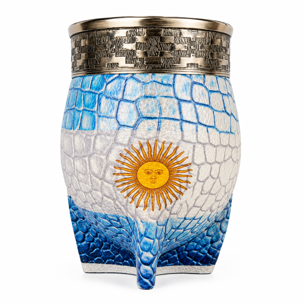 MATE IMPERIAL DE CUERO CON VIROLA DE ALPACA ARGENTINA - Imagen 2