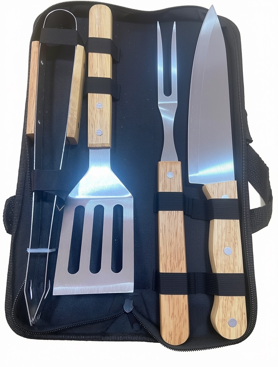 SET ASADO X4 ESTUCHE NEGRO